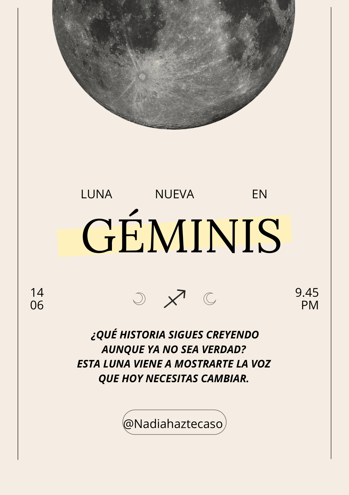 Luna nueva en Géminis, vista 1